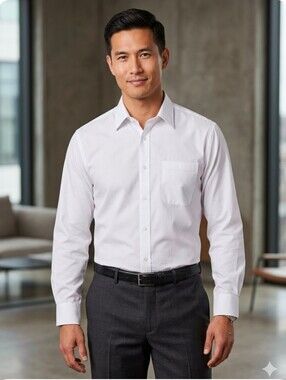 JFH Milani 17.5 XL 36/37 White Pocket Buttons Up French Cuff Men's Dress Shirt